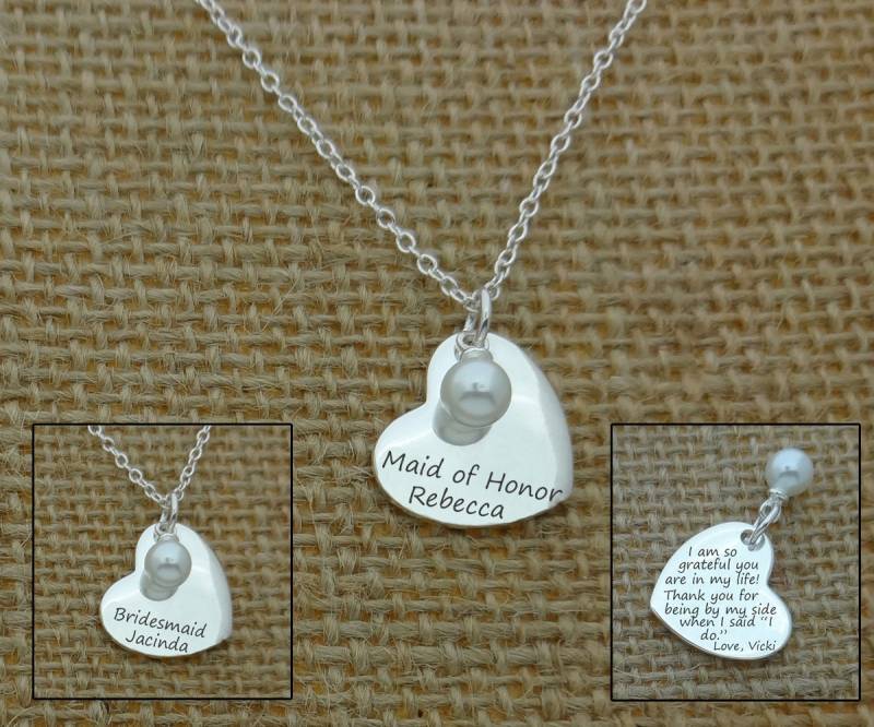 Ehrmädchen Halskette, Brautjungfer Geschenk, Geschenk. Personalisiertes Geschenk Halskette Für Ehrfrau von CollegeThings