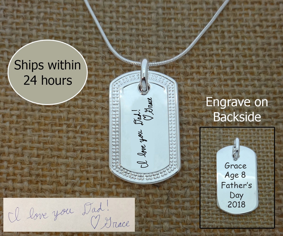 Tatsächliche Handschrift Halskette, Vatertagsgeschenke Für Papa, Schmuck, Personalisierte Hund Tag Signatur Halskette von CollegeThings