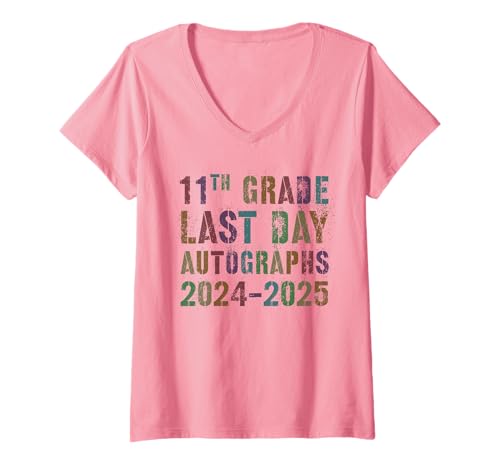 Damen 11. KLASSE, LETZTER TAG 2025, SIGNIERE MEINE AUTOGRAMME, TOLLES ANDENKEN T-Shirt mit V-Ausschnitt Damen 11. KLASSE, LETZTER TAG 2025, SIGNIERE MEINE AUTOGRAMME, TOLLES ANDENKEN T-Shirt mit V-Ausschnitt von Collegiate Eleventh Grader Goodbye Team Graduate
