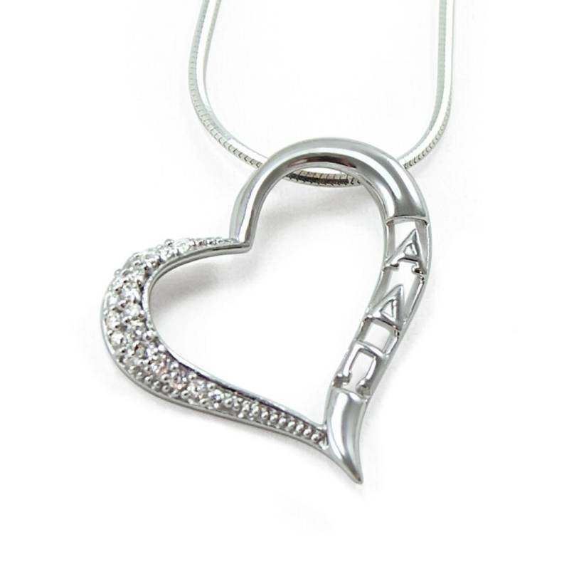 Alpha Delta Pi Sterling Silber Herz Anhänger Set Mit Simulierten Diamanten 100% Sororitätsschmuck von CollegiateStandard