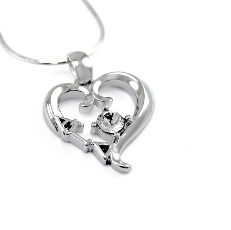 Alpha Gam Delta Sterling Silber Herz Anhänger Mit Klarem Kristall // ღ Sorority Schmuck Schwester Geschenk von CollegiateStandard