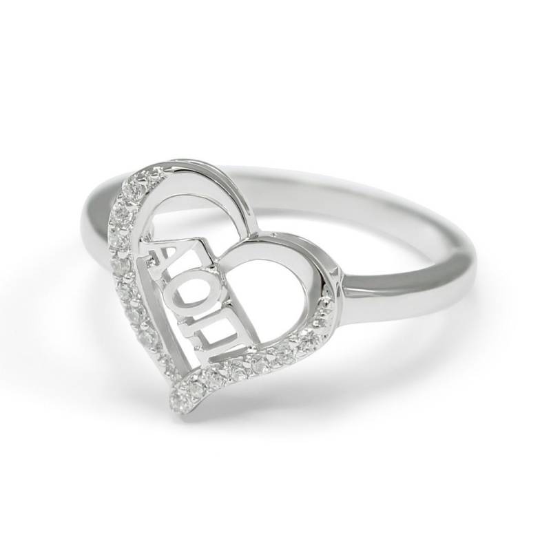 Alpha Omicron Pi Sterling Silber Herzring Set Mit Simulierten Diamanten 100% Sororitätsschmuck von CollegiateStandard