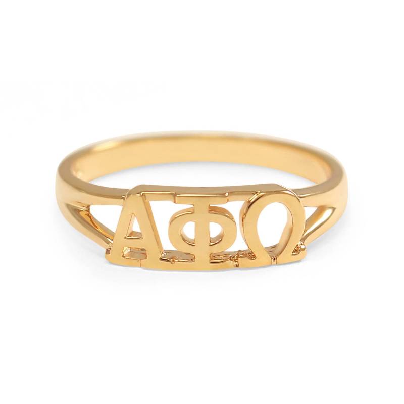 Alpha Phi Omega Sunshine 14K Vergoldeter Ring/Α Ohm Co Ed Fraternity Goldringe Schmuck Und Accessoires Gold Style Geschenke Für Sie von CollegiateStandard