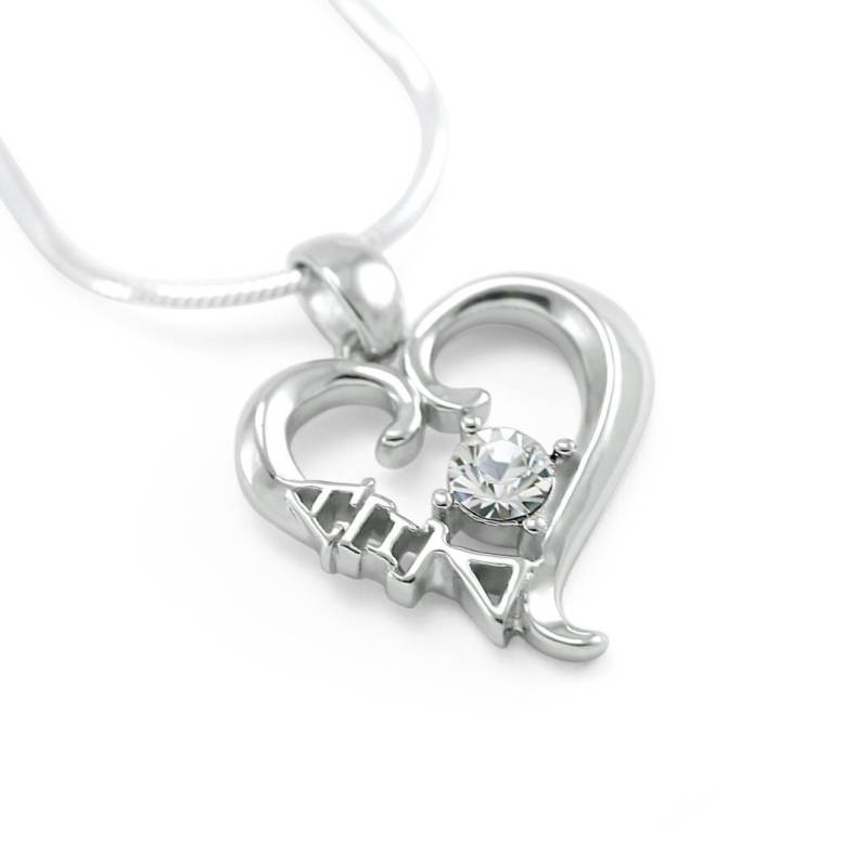 Alpha Oxy Delta Sterling Silber Herz Anhänger Mit Klarem Kristall Besetzt von CollegiateStandard