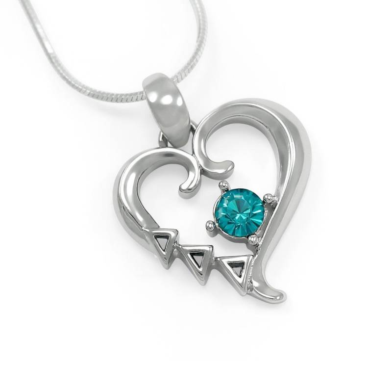 Delta Sterling Silber Herz Anhänger Mit Einem Cerulean Blue Kristall Besetzt von CollegiateStandard