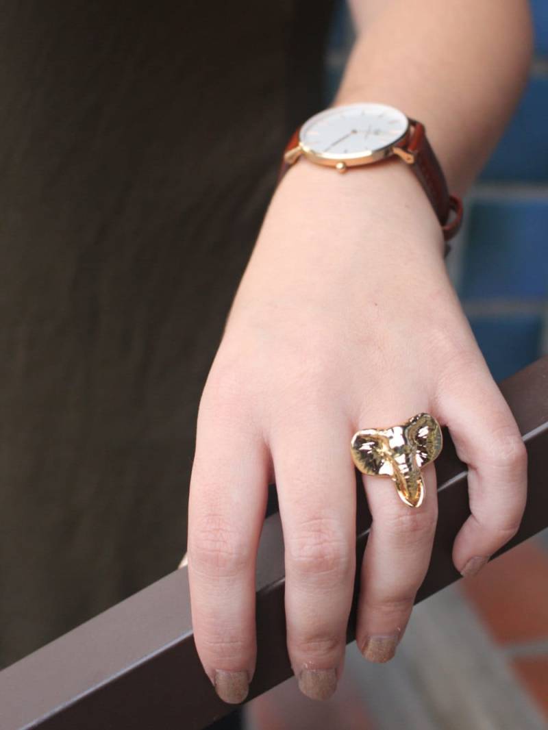 Mama Elefant Ring - 14K Vergoldet // Elefanten Liebhaber Gold Niedlicher Schmuck von CollegiateStandard