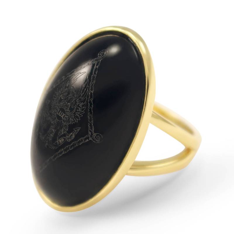 Pi Beta Phi Herzogin Ring/14 K Goldmessing Poliert Schwarz Onyx Mit Laser Eingeschrieben Sorority Crest Πβφ Rekrutierung von CollegiateStandard
