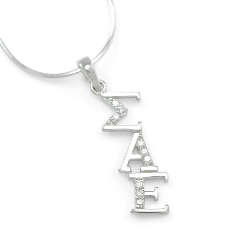 Sigma Alpha Epsilon Sterlingsilon Diagonal Lavaliere Set Mit Simulierten Diamanten/100% Sororitätsschmuck von CollegiateStandard