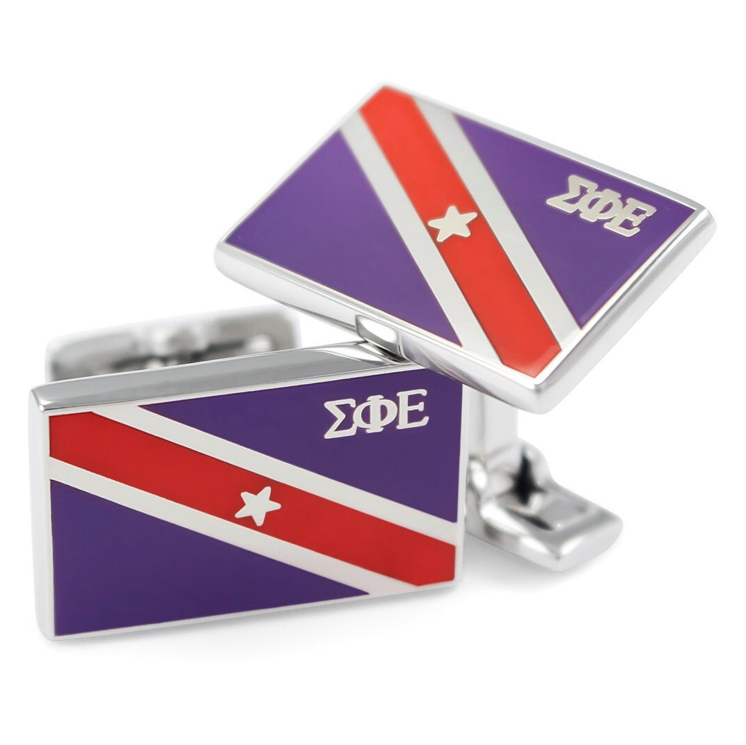 Sigma Phi Epsilon Silber Flagge Manschettenknöpfe/Brüderlichkeit Geschenke Zubehör Für Ihn Große Und Kleine Griechisch von CollegiateStandard