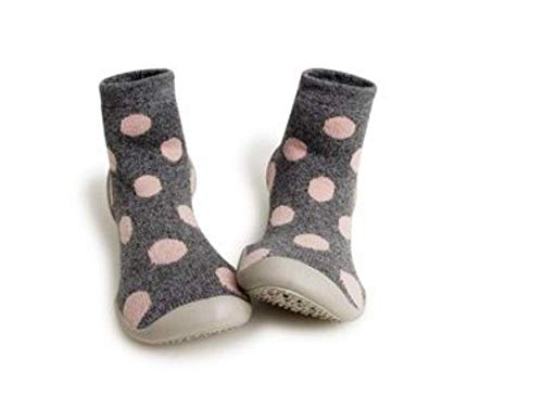 Collegien Snow Balls Hausschuhe Socken grau mit rosa Punkten Gr. 26/27 von Collegien