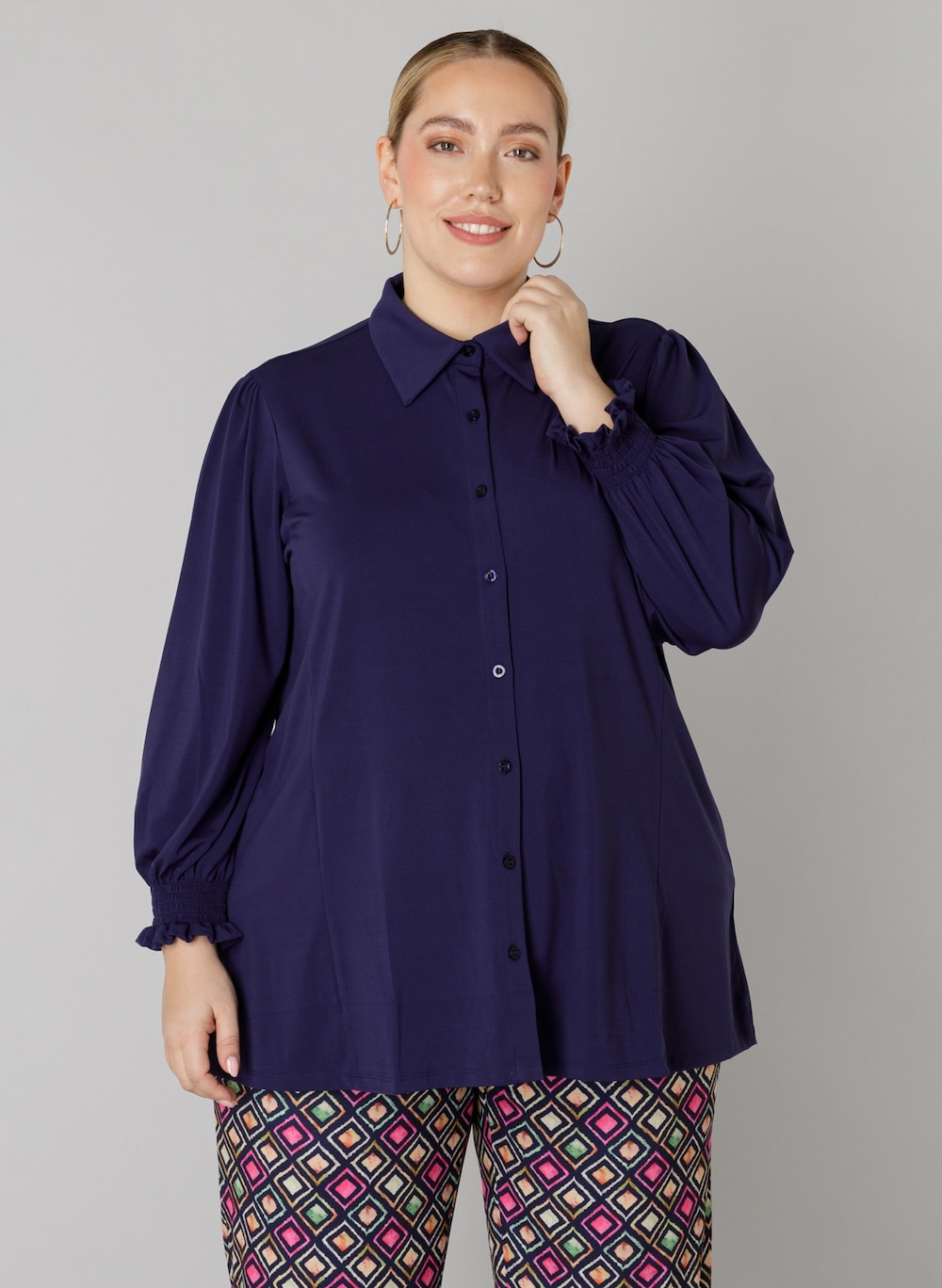 Große Größen Bluse Odil, Damen, grau, Größe: 54, Polyester, Happy Size DE Women von Colletta