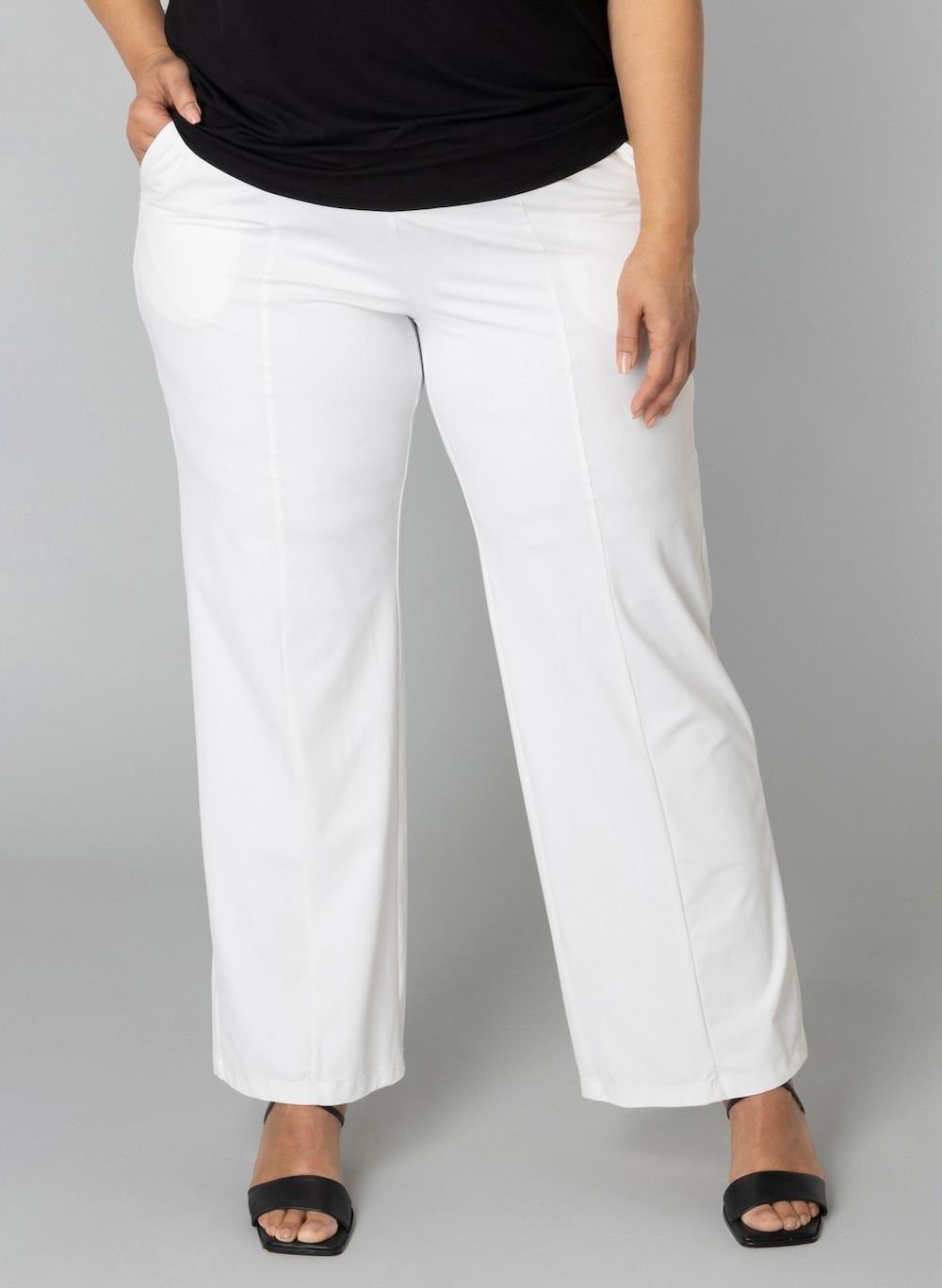 Große Größen Hose Paulien, Damen, weiß, Größe: 58, Synthetische Fasern/Elasthan, Happy Size DE Women von Colletta