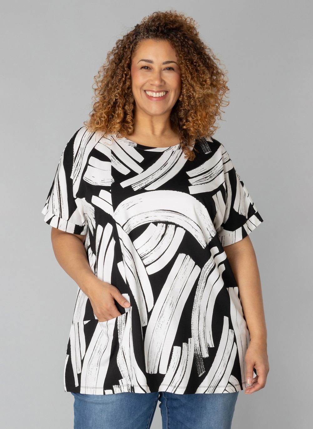 Große Größen Jerseyhemd Pascalle, Damen, schwarz, Größe: 44, Viskose/Synthetische Fasern, Happy Size DE Women von Colletta