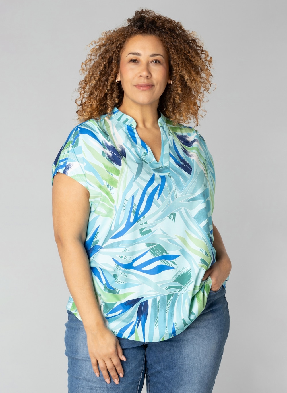 Große Größen T-Shirt Paula, Damen, blau, Größe: 48, Viskose/Synthetische Fasern, Happy Size DE Women von Colletta