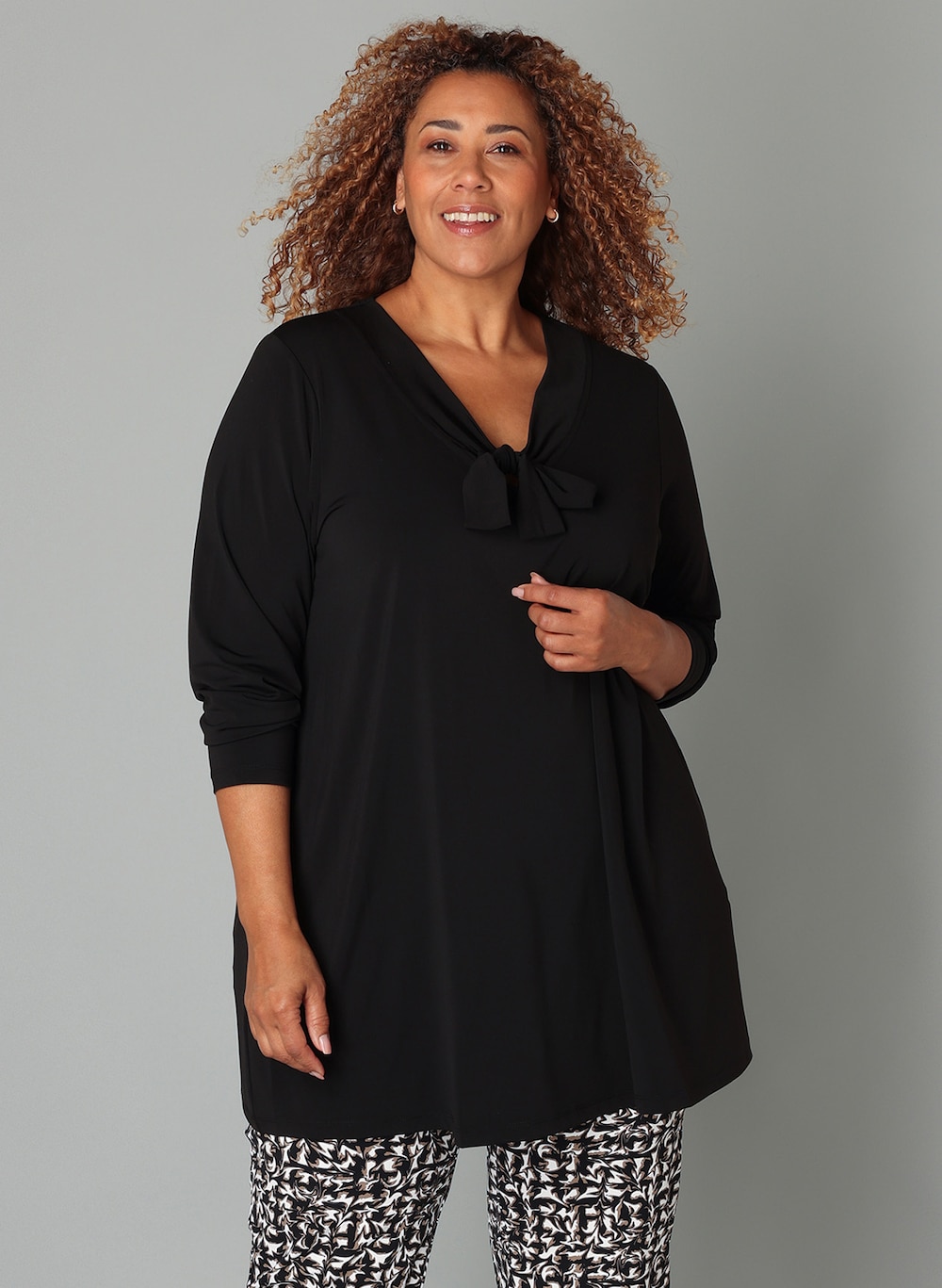 Große Größen Tunika Nona, Damen, schwarz, Größe: 48, Polyester, Happy Size DE Women von Colletta