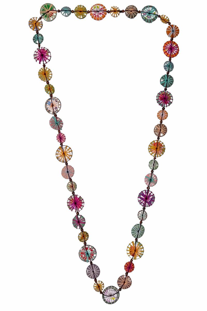 COLLEZIONE ALESSANDRO Lange Kette "Button" mit Garn umwickelte Holzscheiben von Collezione Alessandro