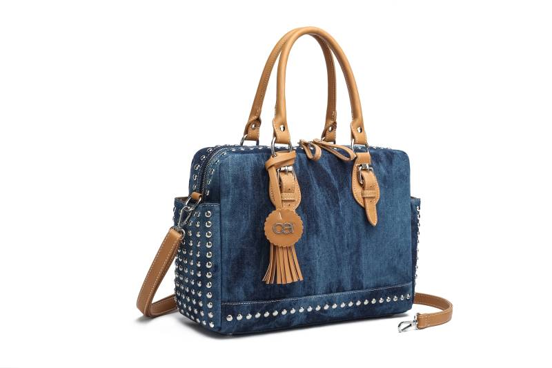 COLLEZIONE ALESSANDRO Schultertasche "Denim" aus griffigem Jeansstoff mit Nieten von Collezione Alessandro