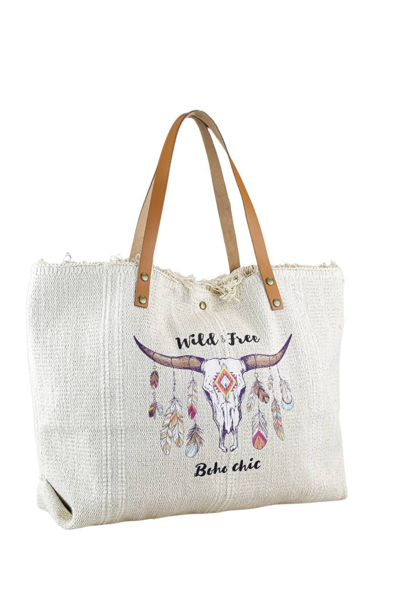 COLLEZIONE ALESSANDRO Schultertasche "Wild and Free" aus Baumwolle mit echtem Leder von Collezione Alessandro