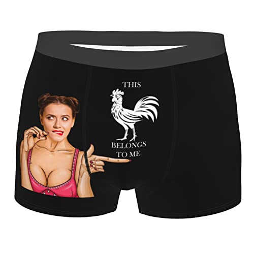 Maßgeschneiderte Herren-Boxershorts, lustiges Gesicht, Neuheit, Paare, Unterwäsche, dieses Huhn gehört mir, Boxershorts, Freundin oder Ehefrau, Umarmungsdruck, Slips, Höschen, Foto für Männer von Collienght