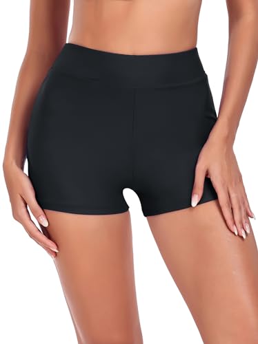 Colloyes Damen Badehose Badehose Hohe Taille Bauchkontrolle Badeanzüge Strandshorts, Schwarz, Large von Colloyes