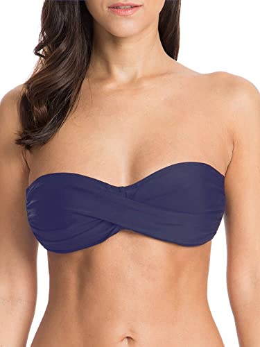 Colloyes Damen Bademode Twist Bandeau Bikini Top Plus Size Badeanzug - Blau - X-Large von Colloyes