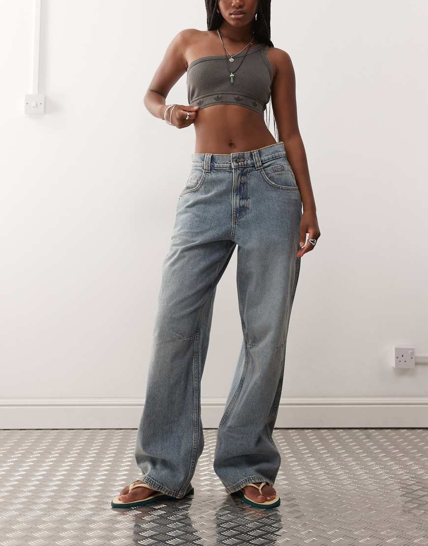 COLLUSION - Baggy Jeans in blauer Waschung mit Ziernähten von Collusion