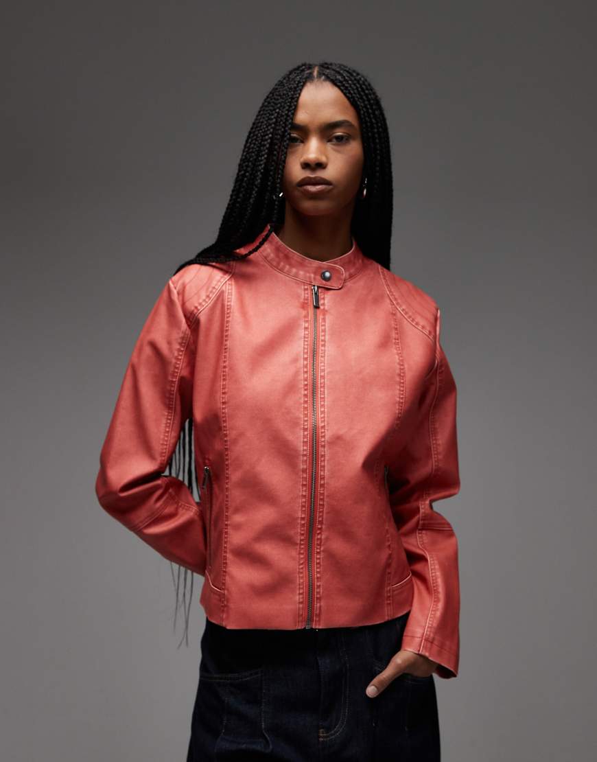 COLLUSION - Biker-Jacke in verwaschenem Rot von Collusion