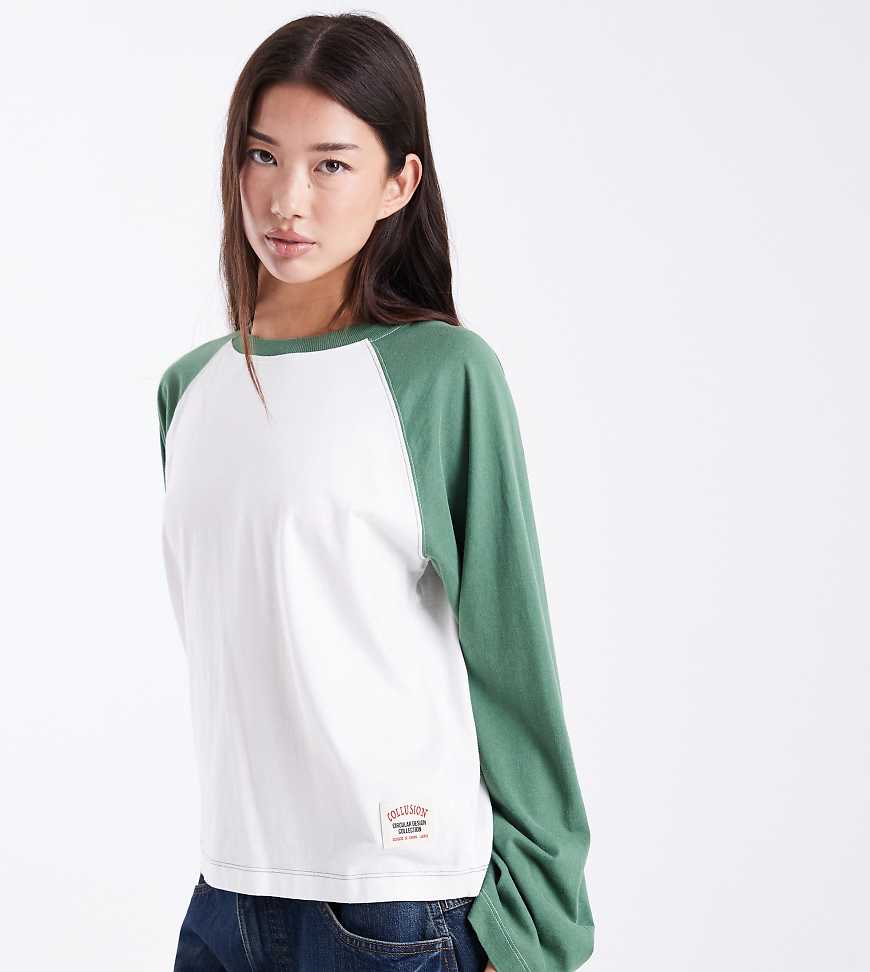 COLLUSION - Circular Design Collection - Kastiges T-Shirt mit langen Raglanärmeln-Bunt von Collusion