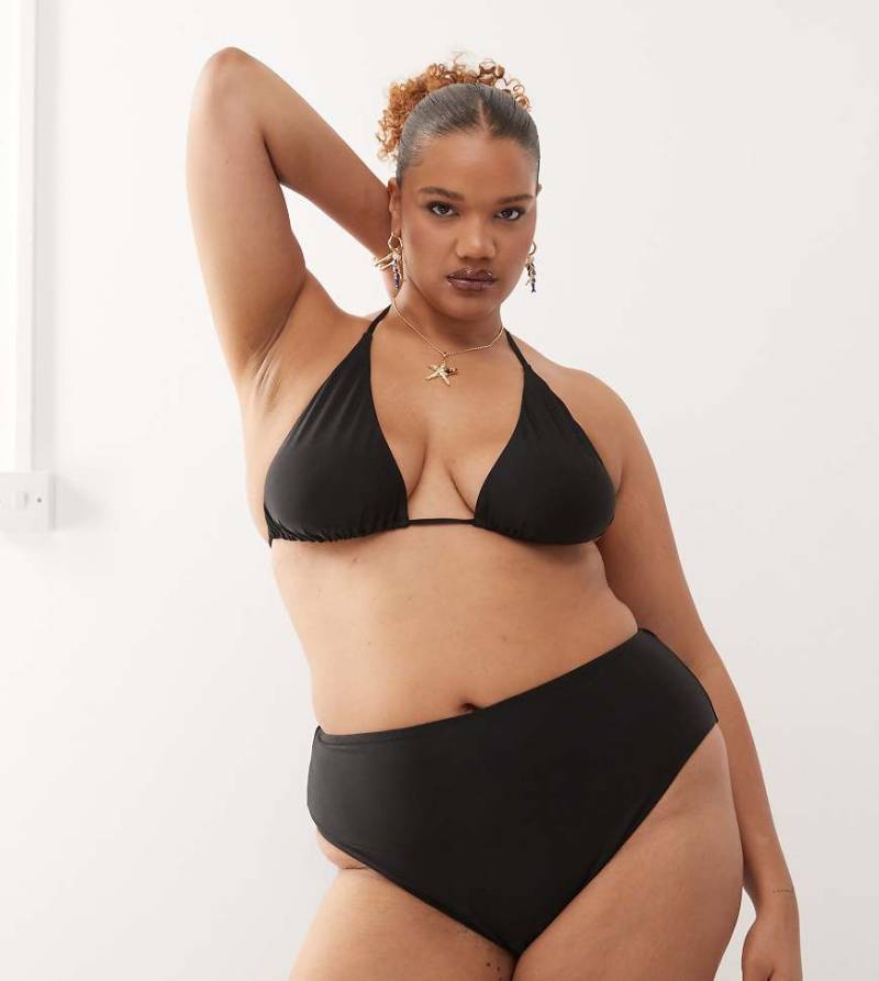 COLLUSION Curve - Mix and Match - Bikinihose in Schwarz mit hohem Bund von Collusion