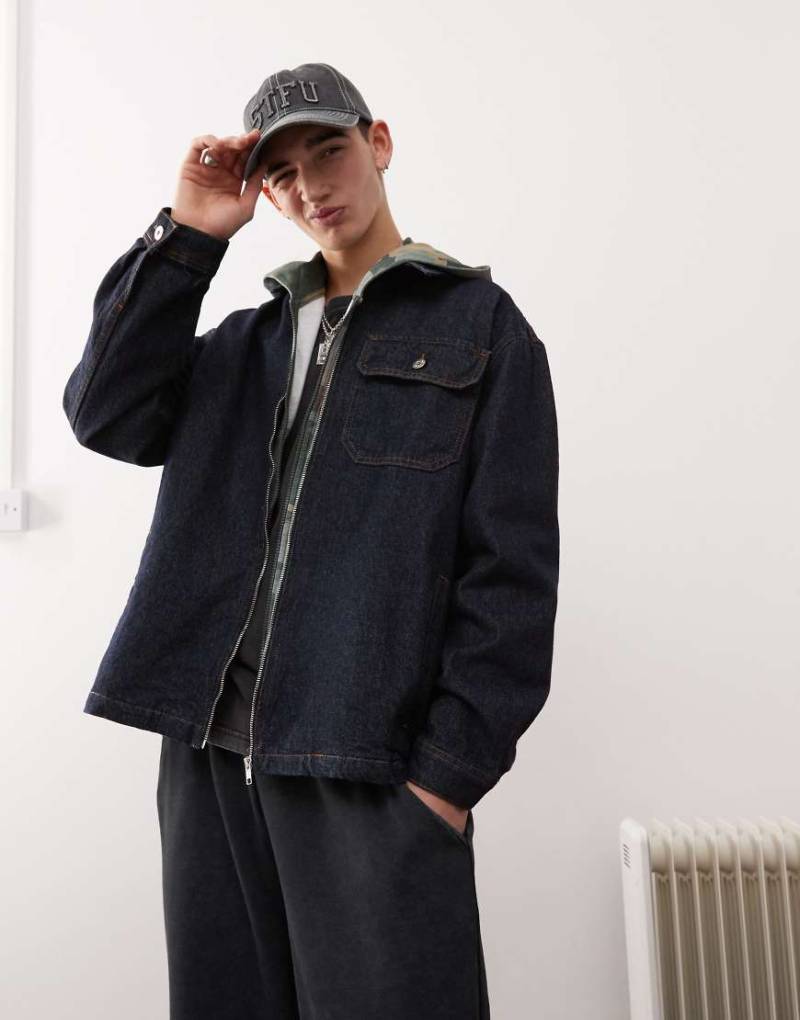 COLLUSION - Denim-Hemd in Rinse-Waschung mit durchgehendem Reißverschluss-Blau COLLUSION - Denim-Hemd in Rinse-Waschung mit durchgehendem Reißverschluss-Blau von Collusion