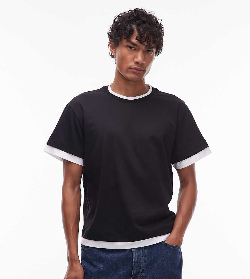 COLLUSION - Doppellagiges T-Shirt in Schwarz von Collusion