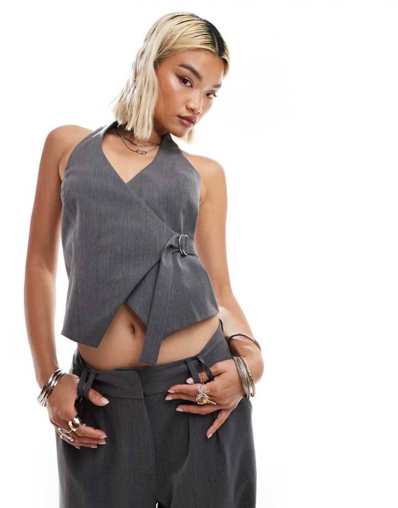 COLLUSION - Elegante, taillierte Weste in Anthrazit, Kombiteil-Grau von Collusion