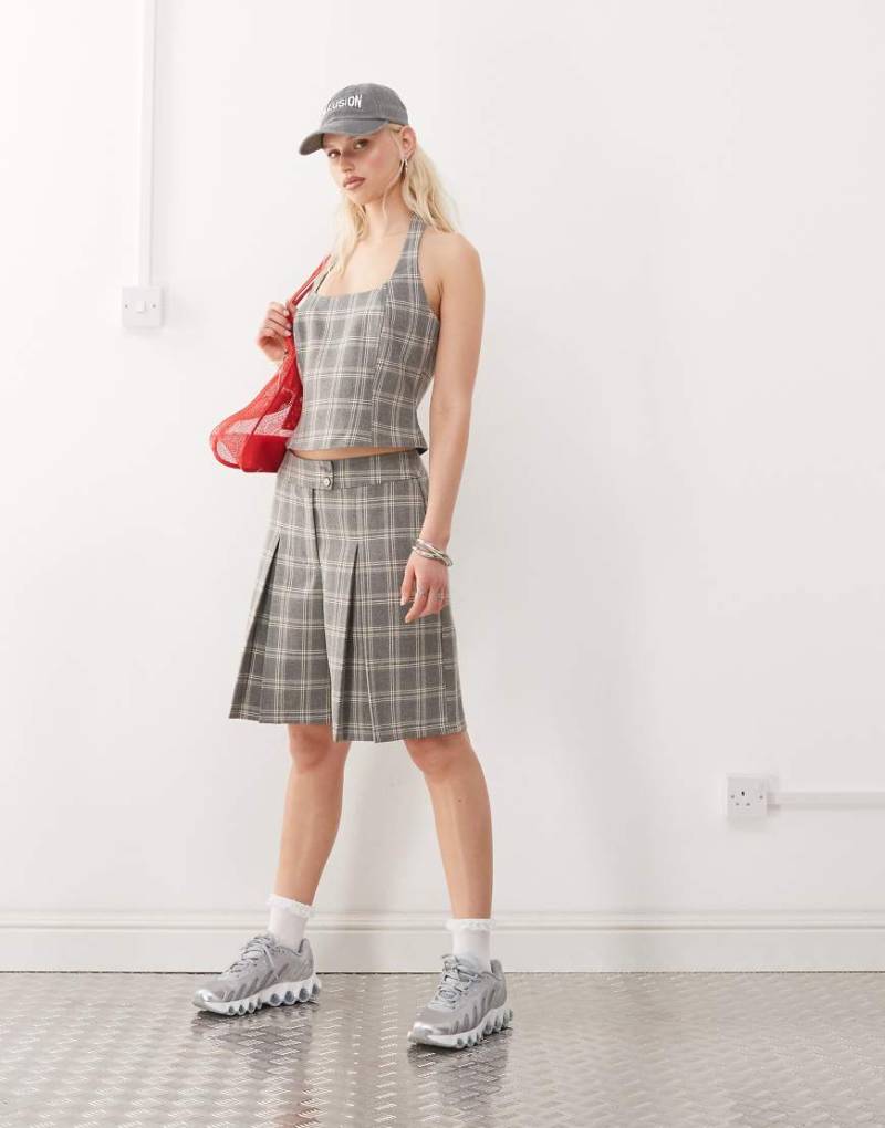 COLLUSION - Eleganter Hosenrock mit mehrfarbigem Karomuster, Kombiteil-Bunt von Collusion