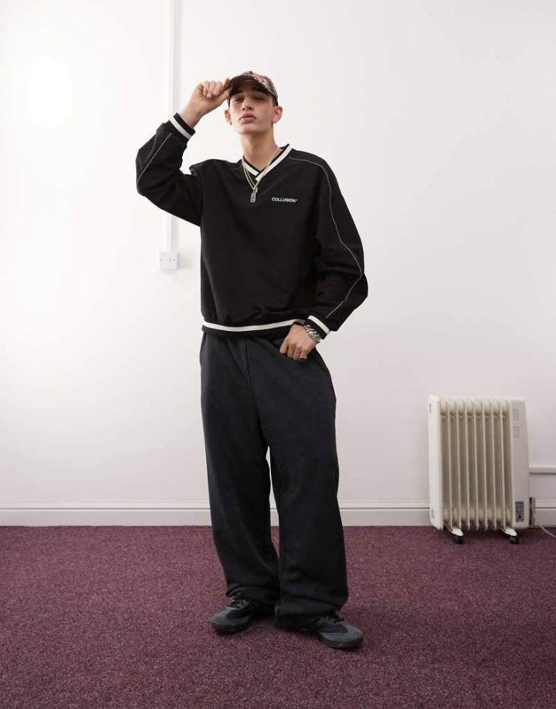 COLLUSION - Extrem weite Jogginghose in verwaschenem Schwarz von Collusion