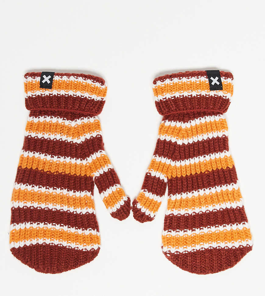 COLLUSION - Fäustlinge mit Streifen in Braun und Orange-Bunt von Collusion