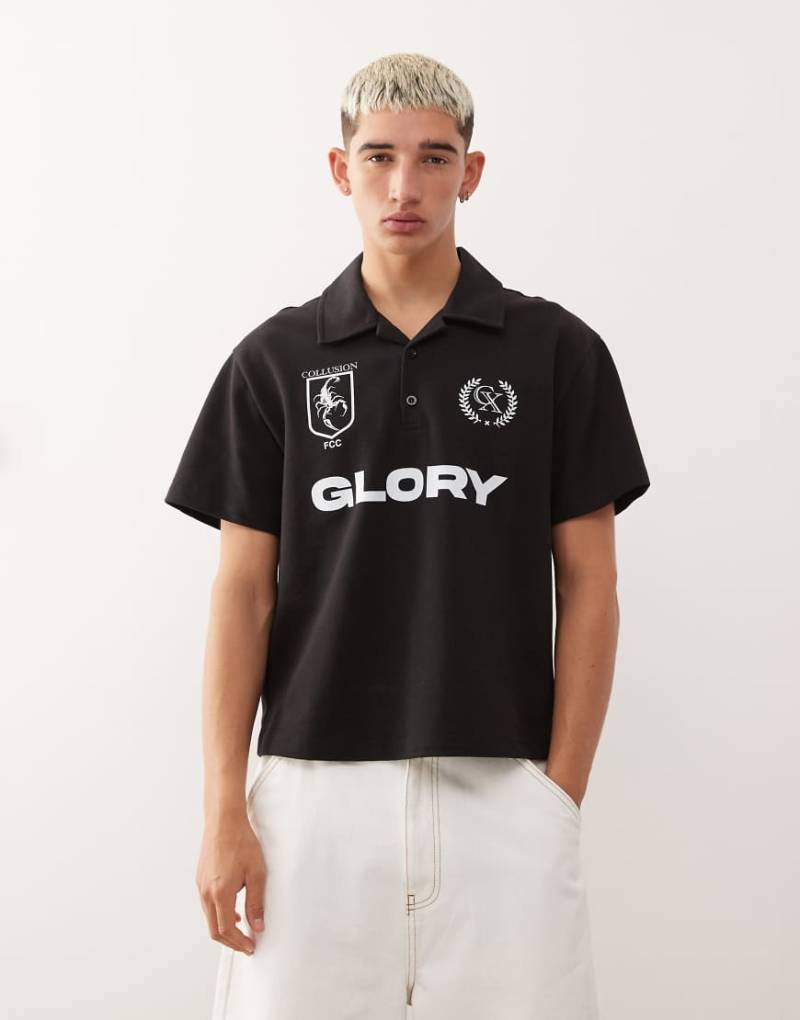 COLLUSION - Fußball-Polohemd in Schwarz von Collusion