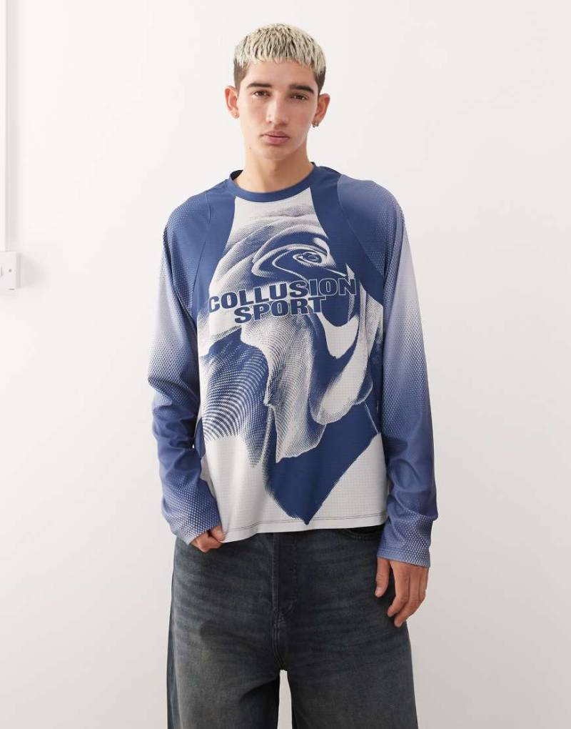 COLLUSION - Langärmliges Fußball-Shirt in Marineblau von Collusion