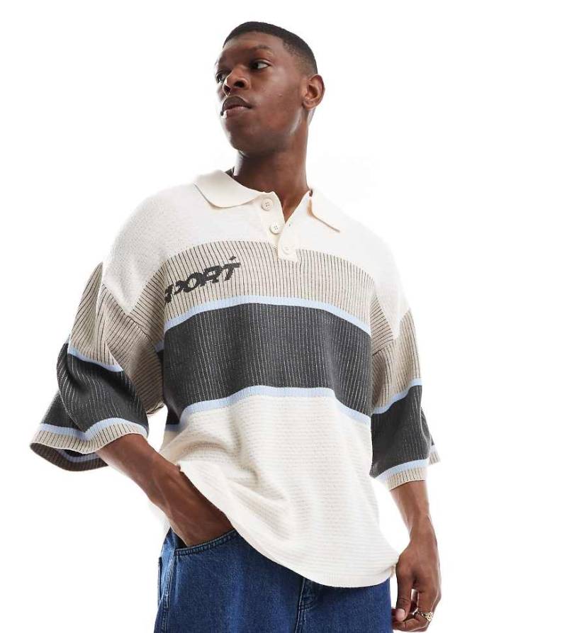 COLLUSION - Fußballhemd aus Strick in Beige-Braun von Collusion