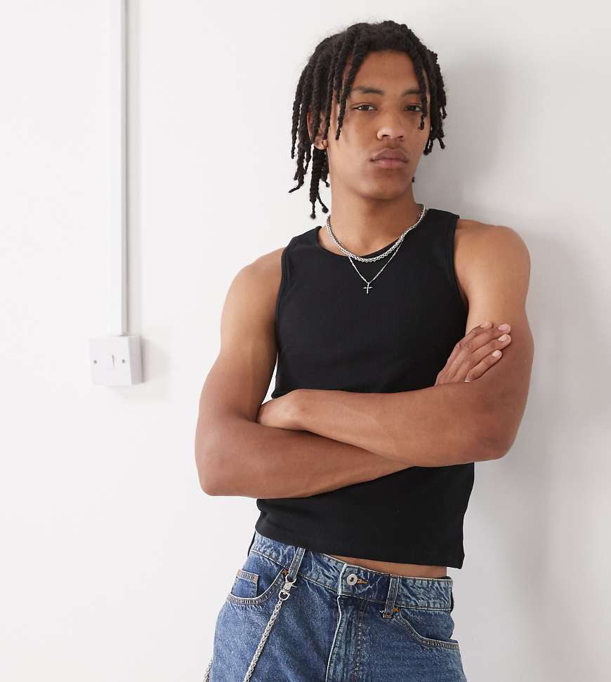 COLLUSION - Geripptes Trägertop in Schwarz von Collusion