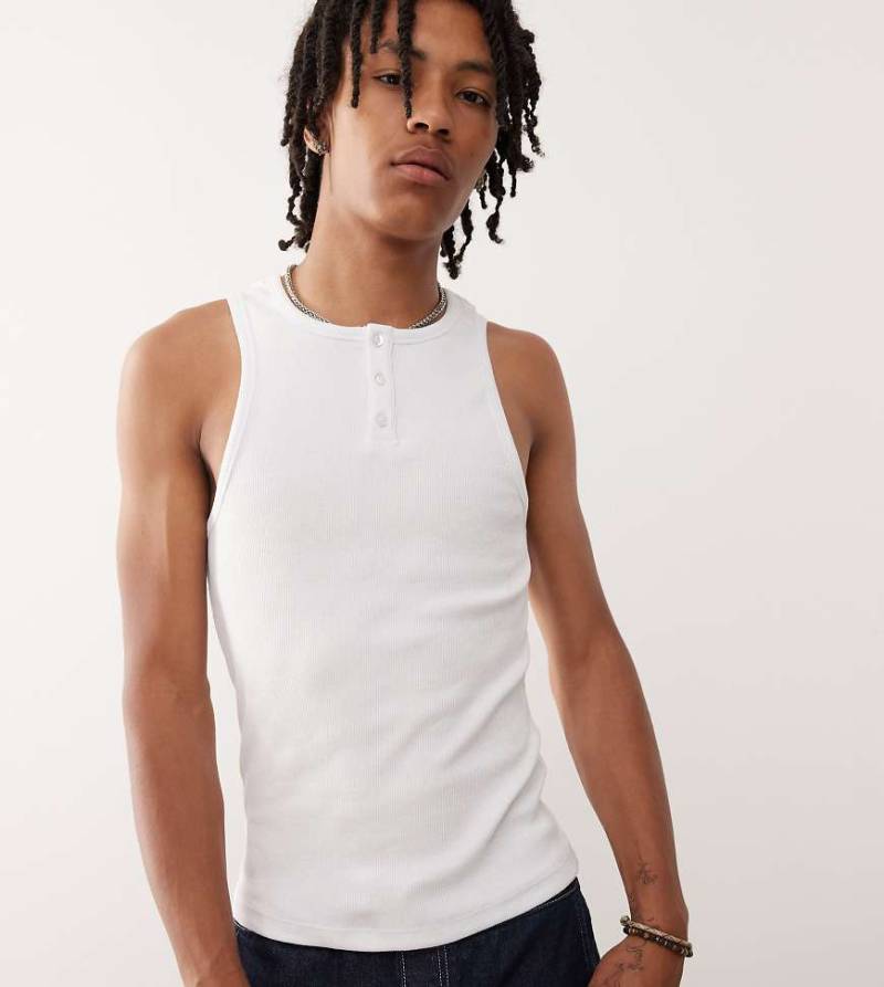 COLLUSION - Henleys - Trägertop mit Muskelschnitt in Weiß-Grau von Collusion