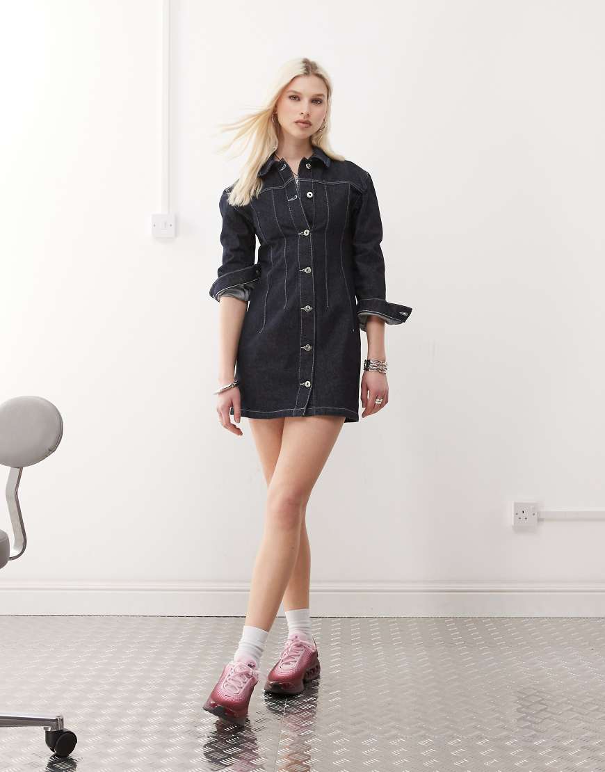 COLLUSION - Jeans-Hemdblusenkleid in Rinse-Waschung-Blau von Collusion