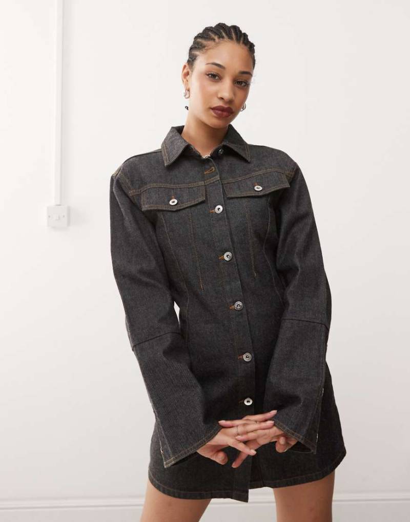 COLLUSION - Jeans-Hemdblusenkleid in Rinse-Waschung-Schwarz von Collusion