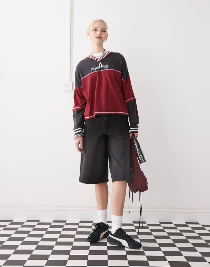 COLLUSION - Jeans-Jorts in verwaschenem Schwarz von Collusion