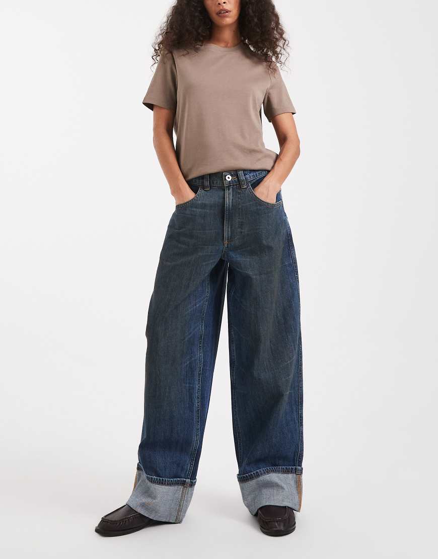 COLLUSION - Jeans in Dunkelblau mit Umschlagsaum von Collusion