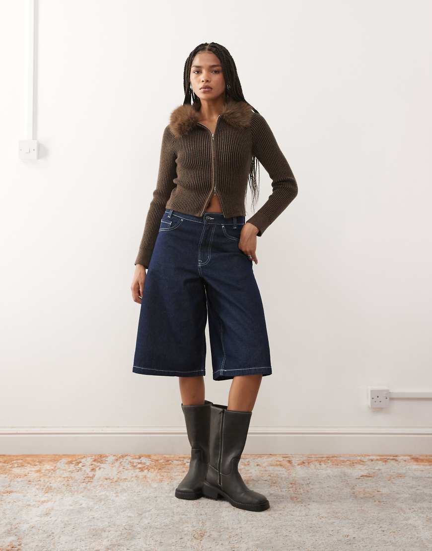 COLLUSION - Jeans-Jorts in Rinse-Waschung-Blau von Collusion