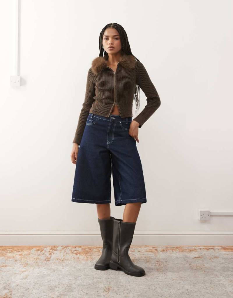 COLLUSION - Jeans-Jorts in Rinse-Waschung-Blau von Collusion