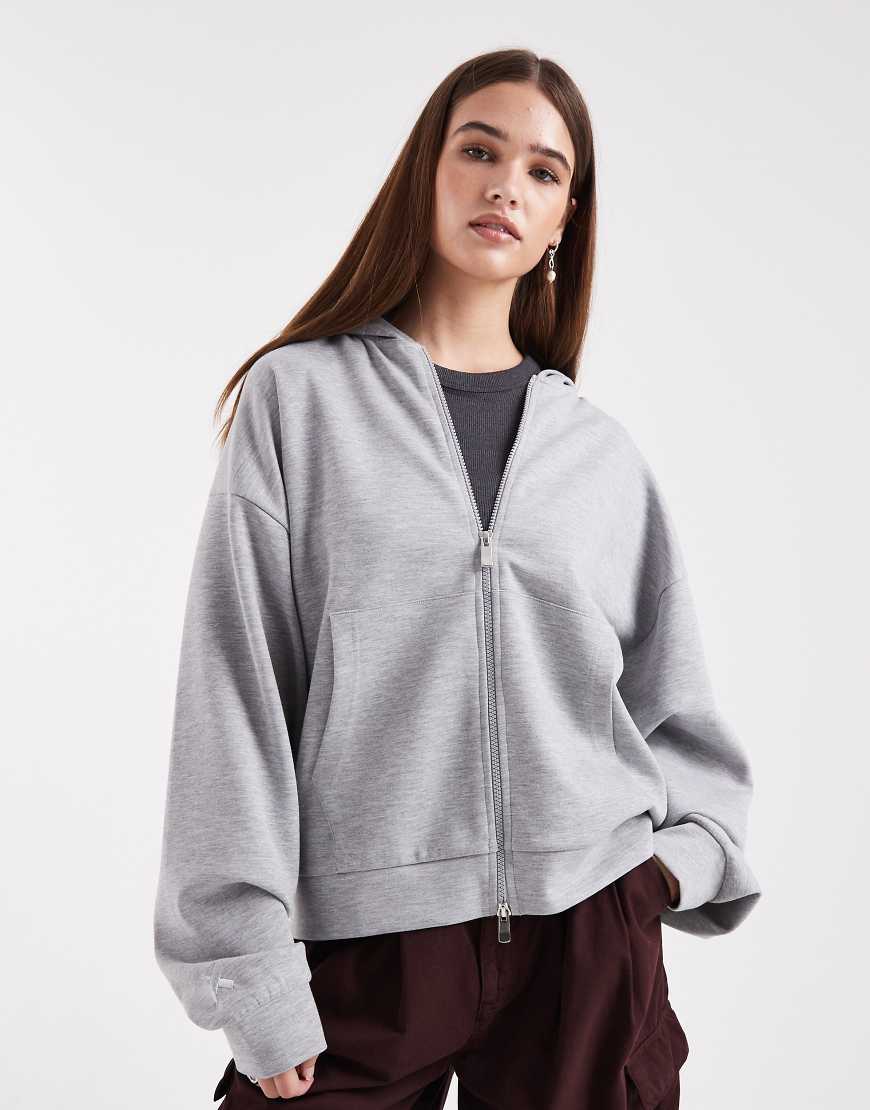 COLLUSION - Kapuzenjacke in Anthrazit mit durchgehendem Reißverschluss-Grau von Collusion