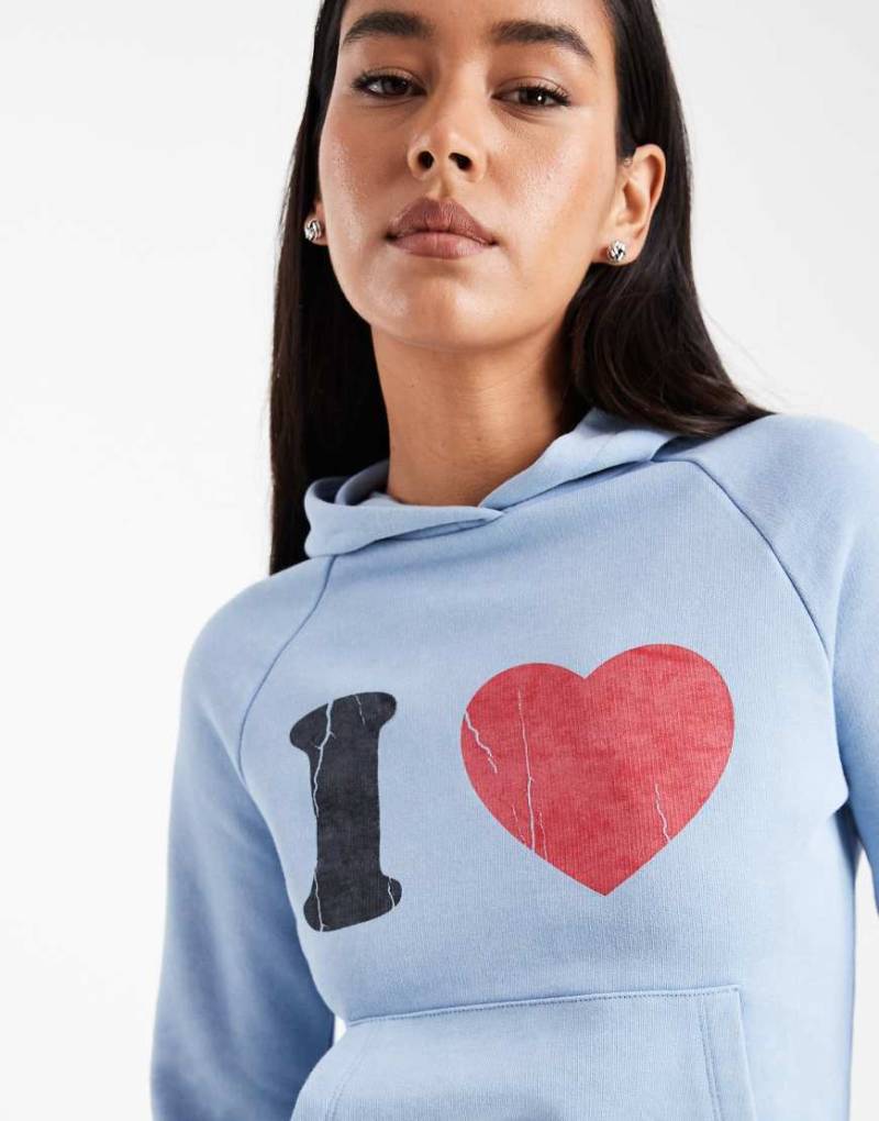 COLLUSION - Kapuzenpullover in Blau mit I HEART-Grafikprint von Collusion