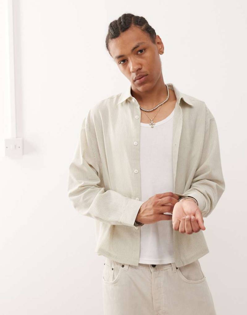 COLLUSION - Kastig geschnittenes Hemd in Grün mit Streifen von Collusion