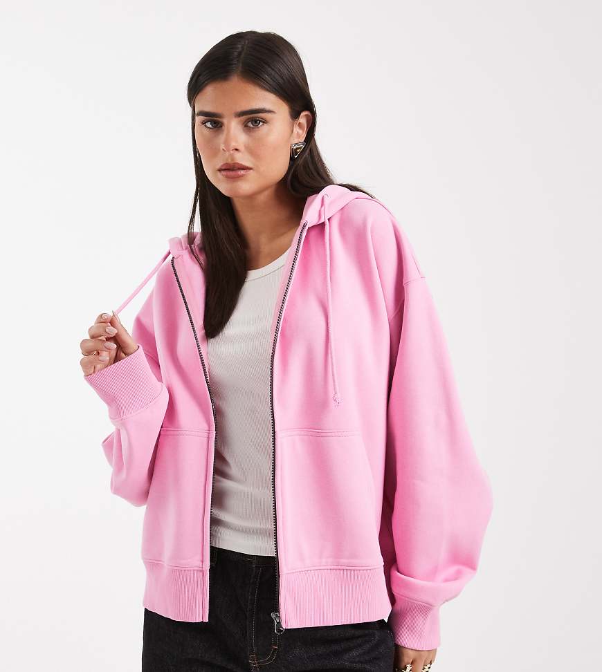 COLLUSION - Kastige Kapuzenjacke in Rosa mit Reißverschluss-Grün von Collusion